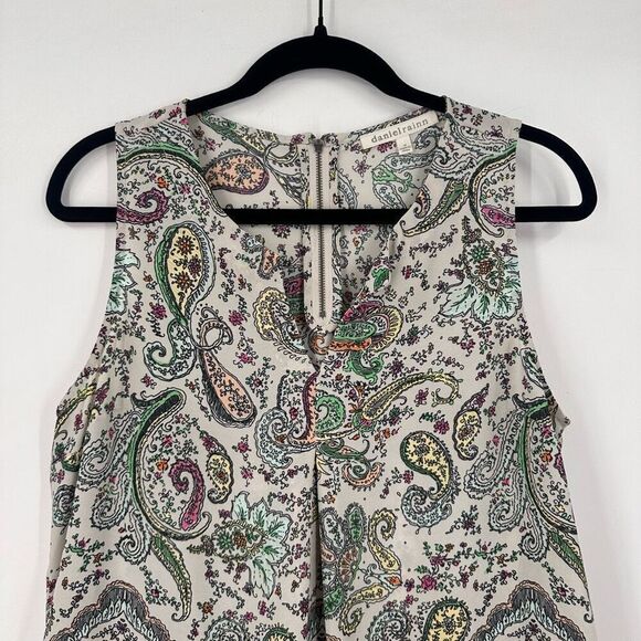 Daniel Rainn Women Sleeveless Paisley Floral Colorful Chiffon Blouse Medium Whit - Picture 3 of 16